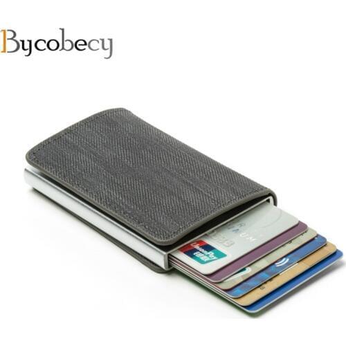Bycobecy Pull Out Slim Wallet Women Men RFID Blocking Wallet Business Credit Card Holder Purse Pocket Wallet RFID Protection