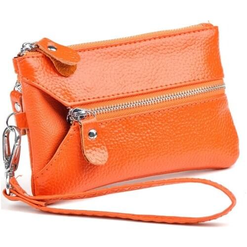 High quality Cowhide Coin purse Multifunction Zipper Coin wallet women Cow Leather Key Small purse Fashion Mini clutch bag