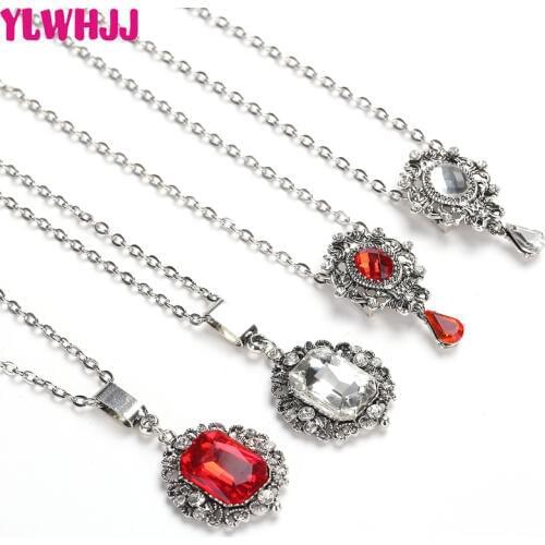 YLWHJJ brand new women long chain crystal pendant necklace girls rhinestones maxi necklace statement fashion geometric jewelry