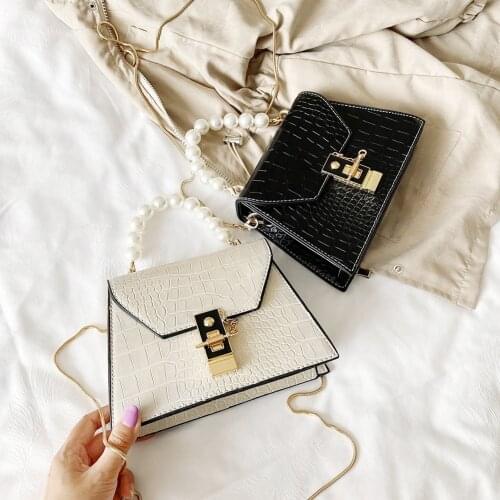 Alligator Pattern PU Crossbody Bags Women Travel Pearl Daily Shoulder Handbags Fashion Exquisite Shopping Makeup Cosmetic Bag