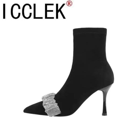 Mid-calf Boots Sexy Sock Boots Stretch High Heels Boots Fetish Women Shoes 2021 New Autumn Winter Boots Stiletto Women Pumps