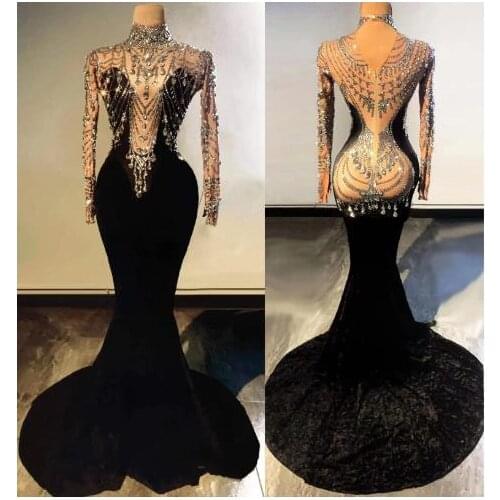 Women celebrate birthday dresses Black luxrucy sparkly evening dress club bar party girl stage show wear dj clothing