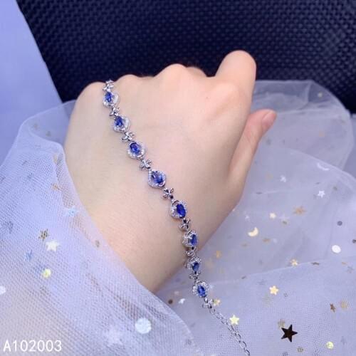 KJJEAXCMY Fine Jewelry 925 Sterling Silver inlaid sapphire women hand bracelet luxury support detection
