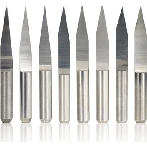 10 pcs 3.175mm shank carbide v shape carving cutter 10/15/20/25 degrees pcb engraving machine bits