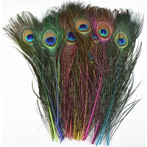 10Pcs/lot Natural Dyed Peacock Feathers for Crafts Peacock Decor 25-30cm Peacock Feather Decor Plumas Carnaval Plume Decoration