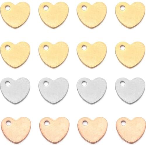 10ps/Lot Love Heart Shaped Stainless Steel Charms Pendant Stamping Blank Stamping Dog Tag Charms For Necklace DIY Jewelry Making