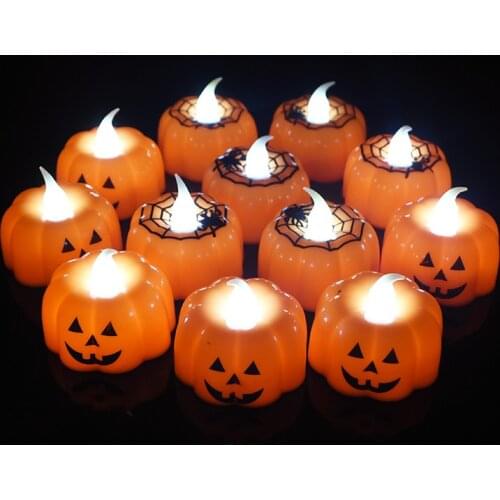 2/3/6pcs Halloween Small Pumpkin Candle Light Flameless LED Lights Lamp For Home Table Ornament Halloween Party Decor Supplies