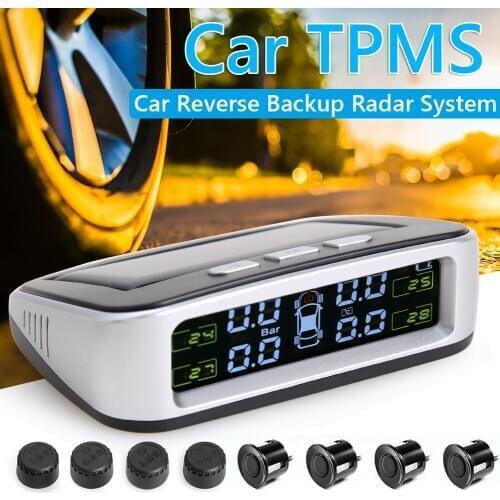 2 in 1 Car TPMS Tire Pressure Monitoring System Wireless Radar Parking Sensor Monitoring Tyre Temperature Alarm System