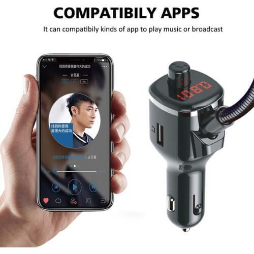 3 USB Car Bluetooth 5.0 Handsfree Receiver Atmospheres Light MP3 Player 5V 2.1A PUO88