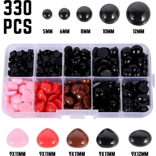 330pcs 5-12mm Plastic Crafts Safety Eyes For Teddy Bear Soft Toy Animal Doll Colorful Nose eyes Creative Craft DIY Accessories