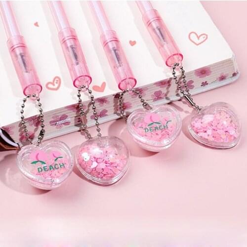 36 pcs/lot Creative Peach Pendant Gel Pen Cute 0.38mm black ink Signature Pen School Office writing Supplies Promotional Gift