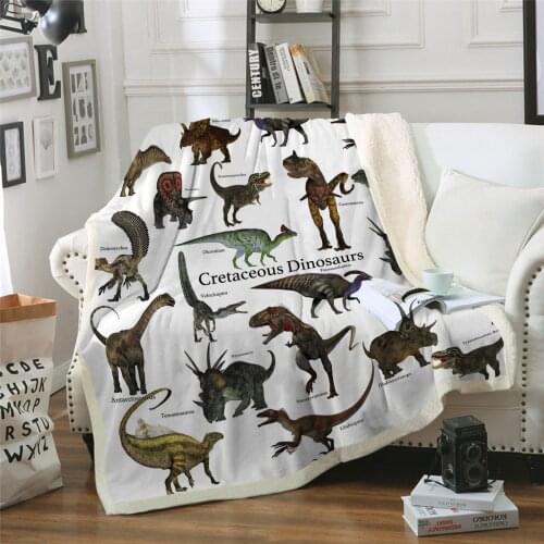3D dinosaur cartoon blanket gray Plush Throw Blankets for Kid Adult Thin Quilt