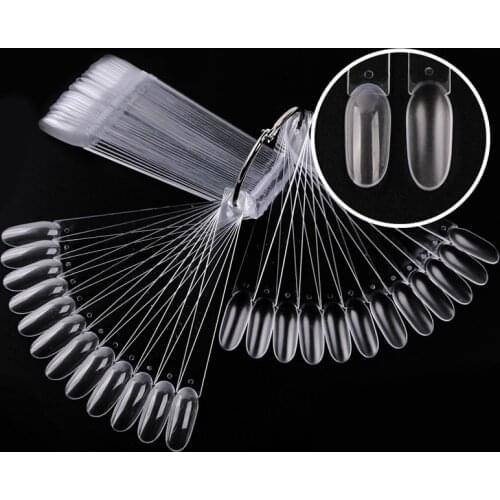 50pcs Nail Art False Tips Practice Polish Display Transparent Nail Gel Color Card Chart False Nail Tips Manicure Ring Palette