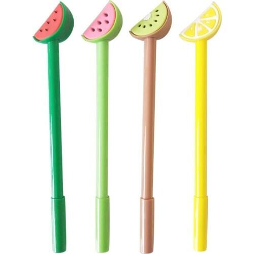 50PCS Creative Card Through 0.5mm Black Pen Cartridge Candy-Colored Students Ball Pen Cute Fruit Gel Pen Stationery