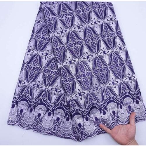 African Purple Swiss Voile Lace In Switzerland Embroidered Nigerian Tulle Lace Fabric For Dress Swiss Cotton Lace Fabrics S1809