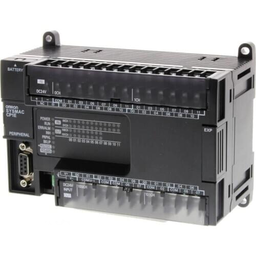 CP1E-N40S1DT-D PLC, 24 VDC supply, 24 x 24 VDC inputs, 16 x NPN outputs 0.3 A, 8K steps program + 8K words data memory