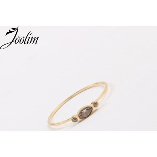 Joolim High End 18K Gold PVD Symple Colorfast Broken Zirconl Rings for Women Stainless Steel Jewelry Wholesale