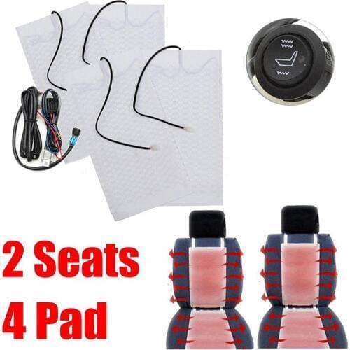 JX-LCLYL 4pcs 2Seat 12V Carbon Fiber Car Heated Seat Heater Pad High/Low Round Switch