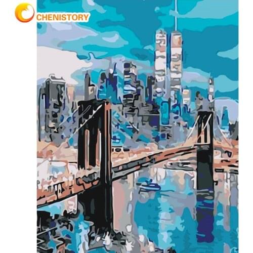 CHENISTORY Paint By Numbers City Bridge Landscape Picture Diy Framed Home Living Room Decoration Artcraft Handmade Unique Gift