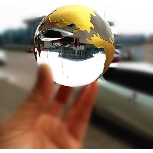 Beautiful 8cm Gold Crystal Earth Model Feng Shui Clear Glass Ball Sphere Ornaments Figurine Home Decoration Birthday Gifts