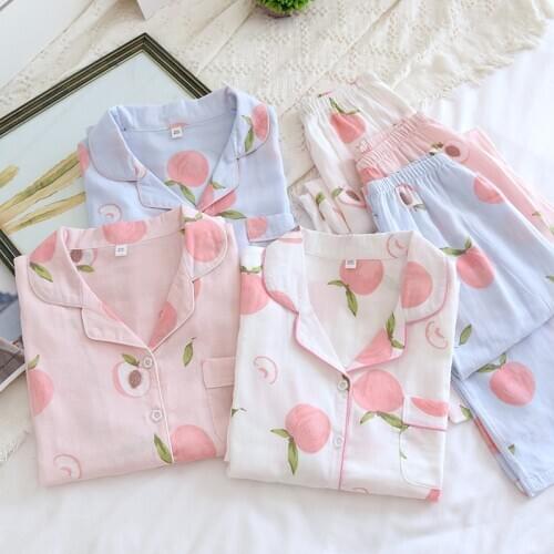 Summer Cotton Home Clothes For Women Pajama Sets Long Sleeve Lounge Wear Woman Autumn Plus Size Cardigan Homewear Pajamas Suit