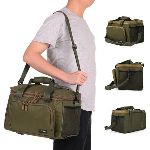 Lixada Portable Multifunctional Canvas Fishing Shoulder Bag Pack Fishing Tackle Bag Fishing Lure Reel Bag Pouch Case
