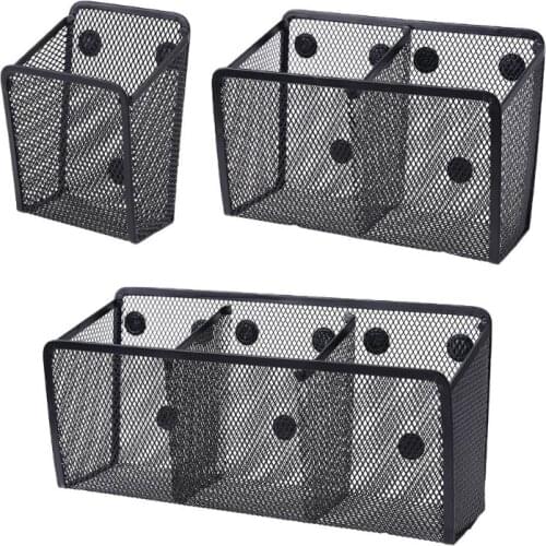 Metal Wire Mesh Magnetic Basket Storage Box Blackboard Chalk Pen Pencil Makeup Organizer Stationery Dropship
