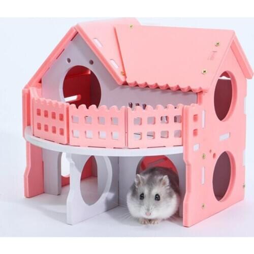 Cute Hamster Cages Durable Wooden Hamster Nest Eco-friendly House Colorful Castle Small Animal Pet Cottage For Hamster