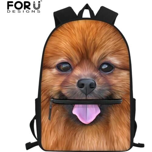 FORUDESIGNS Cute Pomeranian Dog Print School Bag for Kids Cool Student Girls Boys School Bags Primary Children Bookbag Backbags