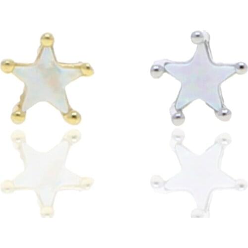Fashion female Trendy wedding earring with white opal stone paved Starfish real 925 Sterling Silver Earring Fine Jewelry Gift