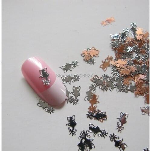 MS188-1 100pcs Silver Cute Fairy Metal Sticker Nail Art Metal Sticker Nail Art Decoration Non-adhesive Sticker