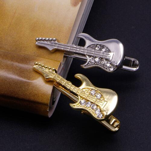 Men Vintage Guitar Style Tie Clip Necktie Tie Clip