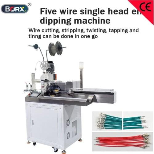 Fully automatic Five wire single end tin dipping crimping machine AWG32-16 electric wire one end clamping equipment