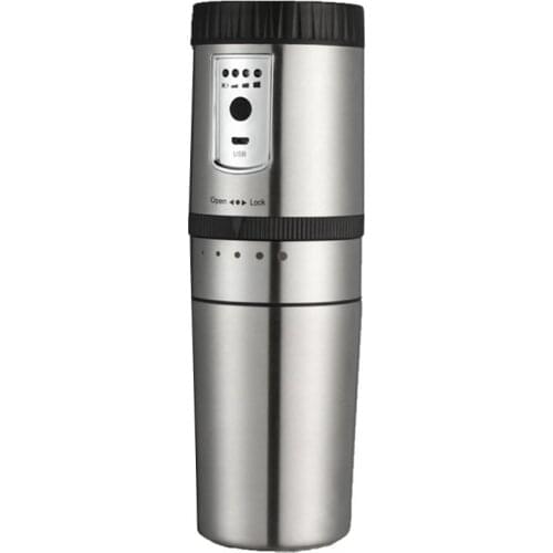 Portable Coffee Maker, Mini Semi-Automatic Coffee Machine Compact Coffee Grinding Equipment Stainless Electric Chargeable Espres