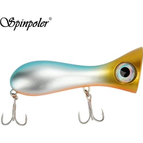 Spinpoler 1pcs 3D Eyes Popper Fishing Lure 9.7cm 31.6g Artificial Saltwater GT Popper Lure Leurre Peche Hard Fishing Bait