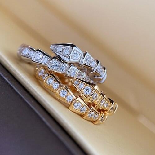 Exquisite 925 Silver Snake Shape Finger Ring Micro Zircon Inlaid Adjustable Tail Ring Ladies Wedding Fine Jewelry Gift
