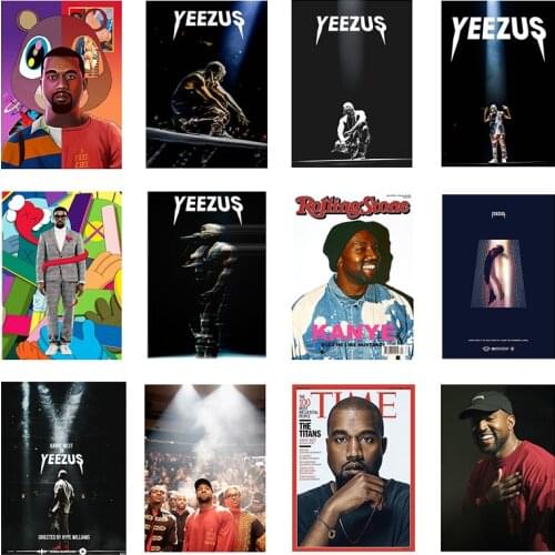 Rapper Kanye West Poster Hip Hop Canvas Painting Music Star Decoration Painting Coffee Shop Bar KTV Wall Decoration Painting