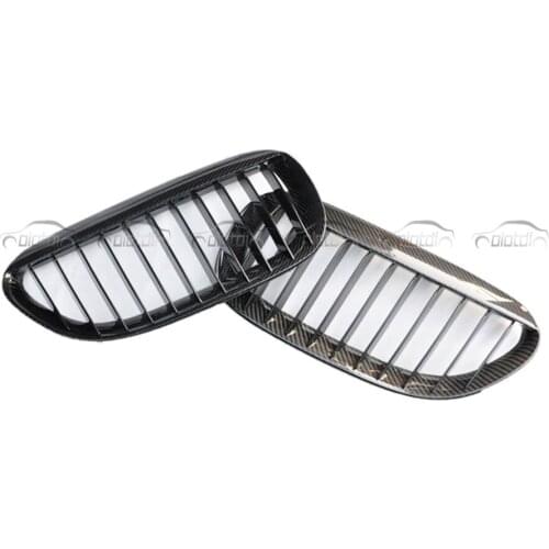 Black Carbon Fiber Front Center Grilles Racing Grills For BMW E63 E64 Car Styling