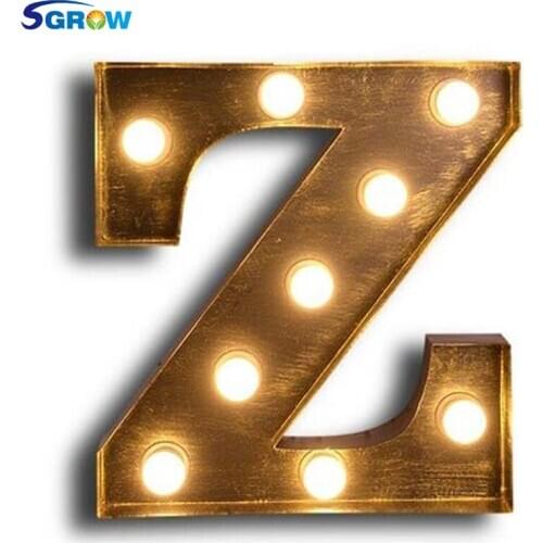 SGROW Metal Letter Z Wall Lamp Light for Bedroom Living Room Art Lampara Industrial Creative Lights Logo Z Iron Billboard Lamps