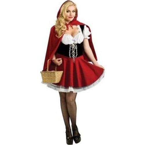 Fairy Tale Little Red Riding Hood Uniform For Adult Women Little Red Riding Hood Costume Halloween Party Cosplay Fancy Dress