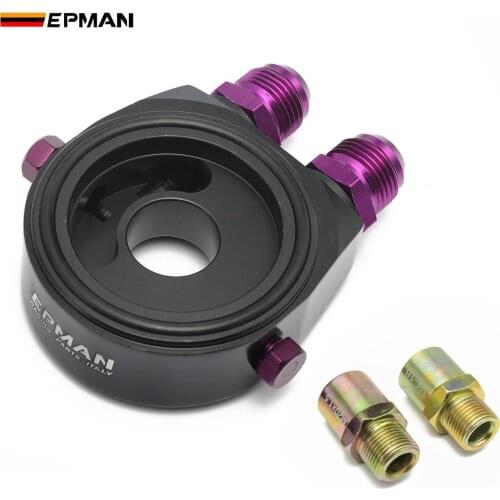 EPMAN Universal Car Oil Filter Sandwich Aluminum Adapter For Oil Cooler Plate Kit M20 X 1.5 AN10/AN8 EP-OL01BK