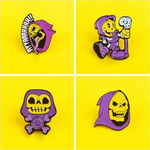 Punk Lapel Zinc Alloy Pin Custom Skull Brooches Bag Lapel Pin Badge For Clothes Cool Jewelry Gift for Kids Friends