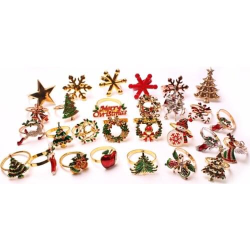 High-end Christmas Tree Napkin Ring Bow Flower Wreath Mouth Ring Hotel Sample Room Set Table Christmas Napkin Buckle