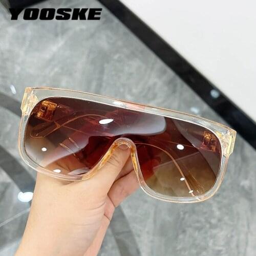 YOOSKE New Oversized Women 2021 Sunglasses One Piece Goggles Female Large Frame Sun Glasses Trend Retro Eyewear UV400