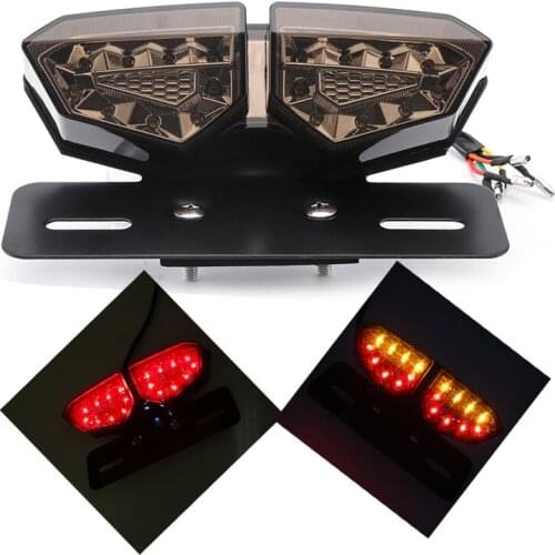 Motorcycle Tail Light 12V LED Flasher Running Turn Signal Rear Brake Lights Autocycle License Plate Light For Custom Motorbike