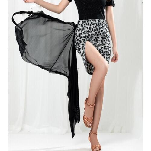 2019 Latin Dance Skirt New Professional Female Adult Modern Dance Skirt Black Leopard Performance Dance Clothes For Women SL1905
