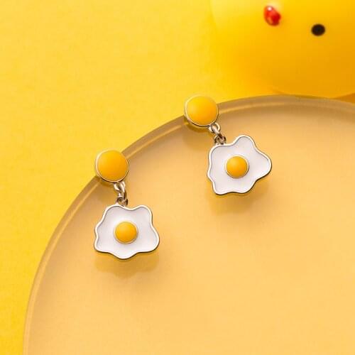 MloveAcc 925 Sterling Silver Egg Shape Stud Earrings for Women Enamel Silver Earrings Wedding Jewelry Gift