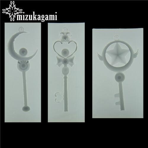 1pcs UV Resin Cartoon Magic Wand Silicone Mold Transparent Moon Stars Heart Cardcaptor Sakura DIY Resin Molds For Jewelry