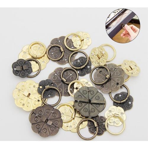 Xipeiyi 10pcs Antique Bronze Round Ring Drawer Kitchen Small Jewelry Box Pulls Cabinet Door Mini Knobs And Handles Furniture