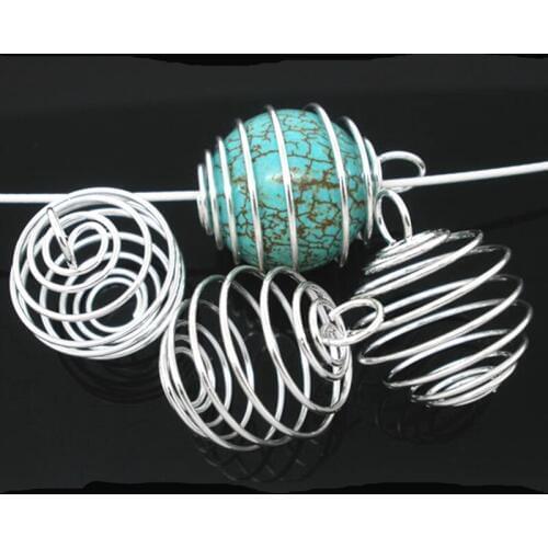 1000Pcs Pendants Silver Plated Spiral Beads Cages Round Metal Jewelry DIY Findings Charms 20x25mm